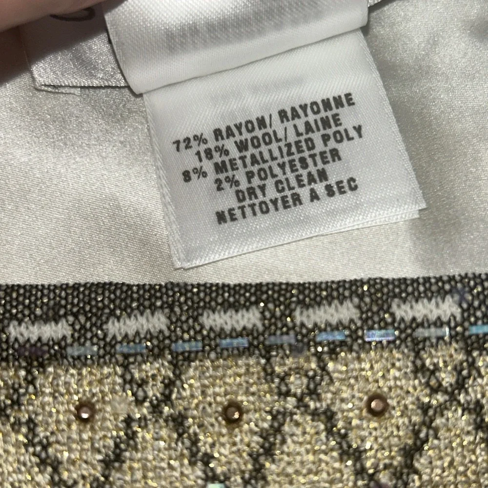 St John Evening by Marie Gray Beaded Metallic Sash Belt Ivory Black Gold VTG USA